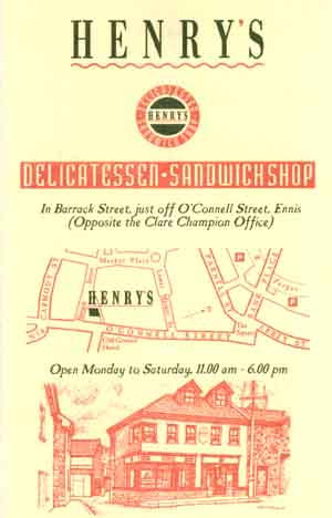 Leaflet for "Henry's"