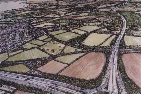 Landscape surrounding M25 motorway as proposed