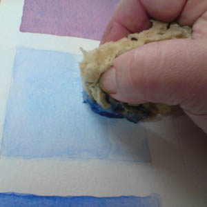 applying colour with sponge